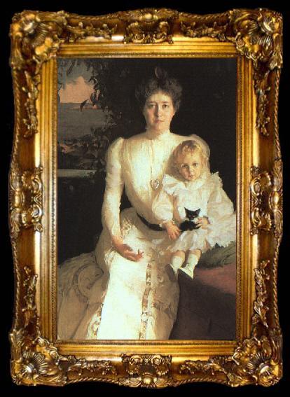 framed  Benson, Frank Mrs. Benjamin Thaw and her Son, ta009-2